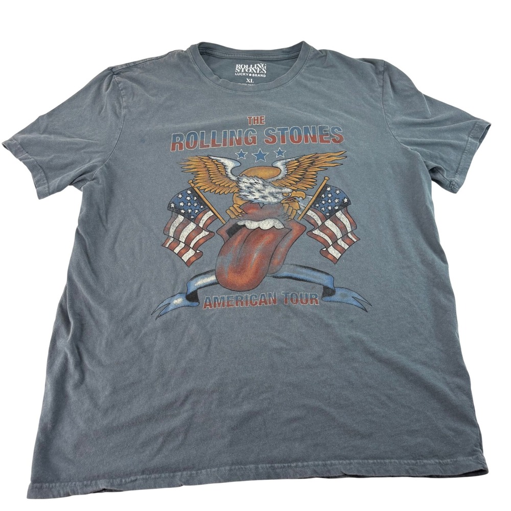 Lucky Brand The Rolling Stones American Tour Graphic T-Shirt Blue Mens XL 5608